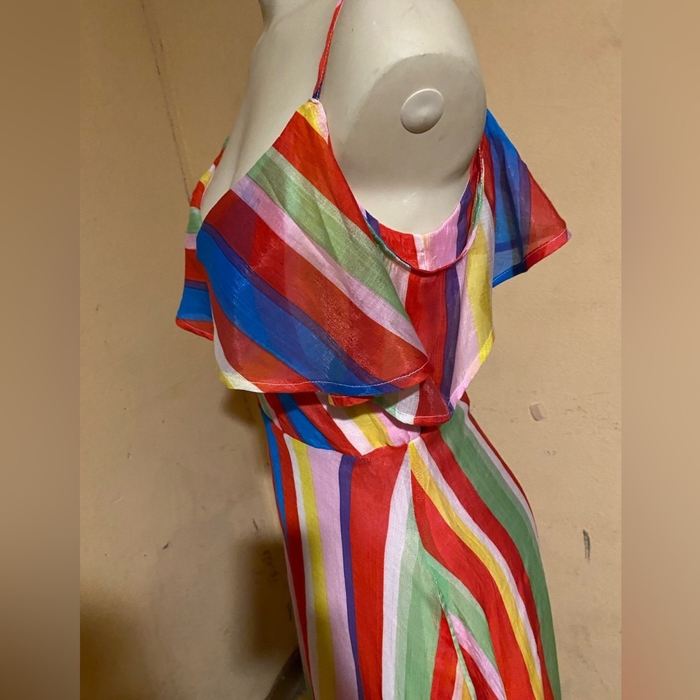 Lulu's Red and Blue Ruffled Slit Sundress - Picture 13 of 16